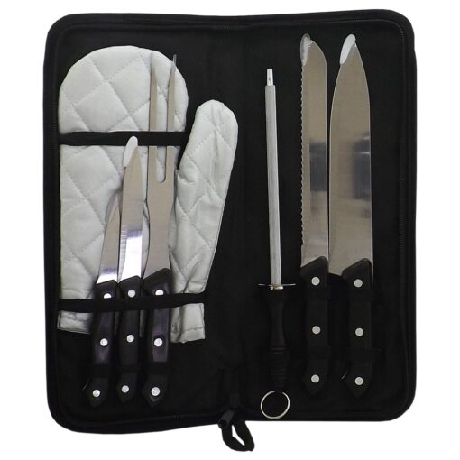 Kit Churrasco C/ 7 Peças Cabo Preto Promocional em Araçatuba